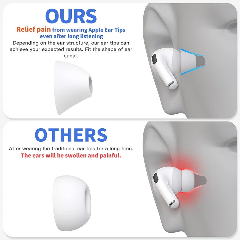 DamonLight 4 Pairs Ear Tips for AirPods Pro 1 & 2 [Relief Pain] [Fit in Case] Noise Cancellation Add Grip Sport Earbuds [US Patent Registered] (Large) - Image 4